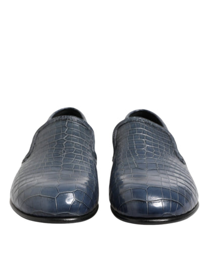 Mocassins à enfiler en cuir exotique bleu Dolce & Gabbana pour homme