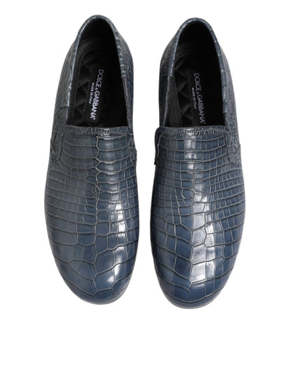 Mocassins à enfiler en cuir exotique bleu Dolce & Gabbana pour homme