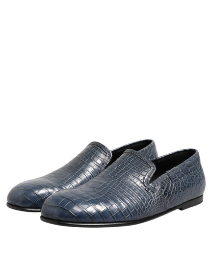 Mocassins à enfiler en cuir exotique bleu Dolce & Gabbana pour homme