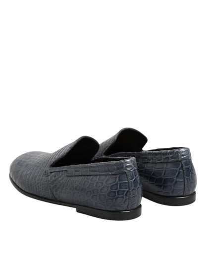 Mocassins à enfiler en cuir exotique bleu Dolce & Gabbana pour homme