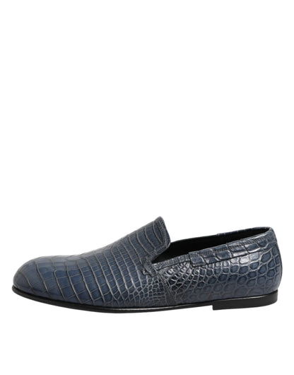 Mocassins à enfiler en cuir exotique bleu Dolce & Gabbana pour homme
