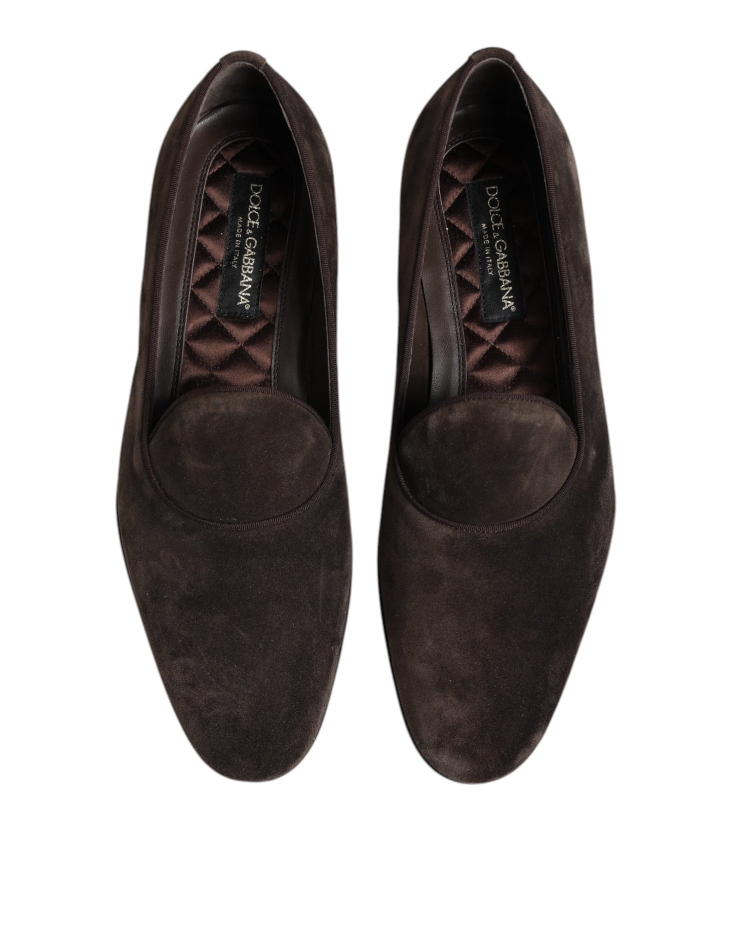 Chaussures Loafers Dolce & Gabbana en Velours Marron et Cuir à Enfiler