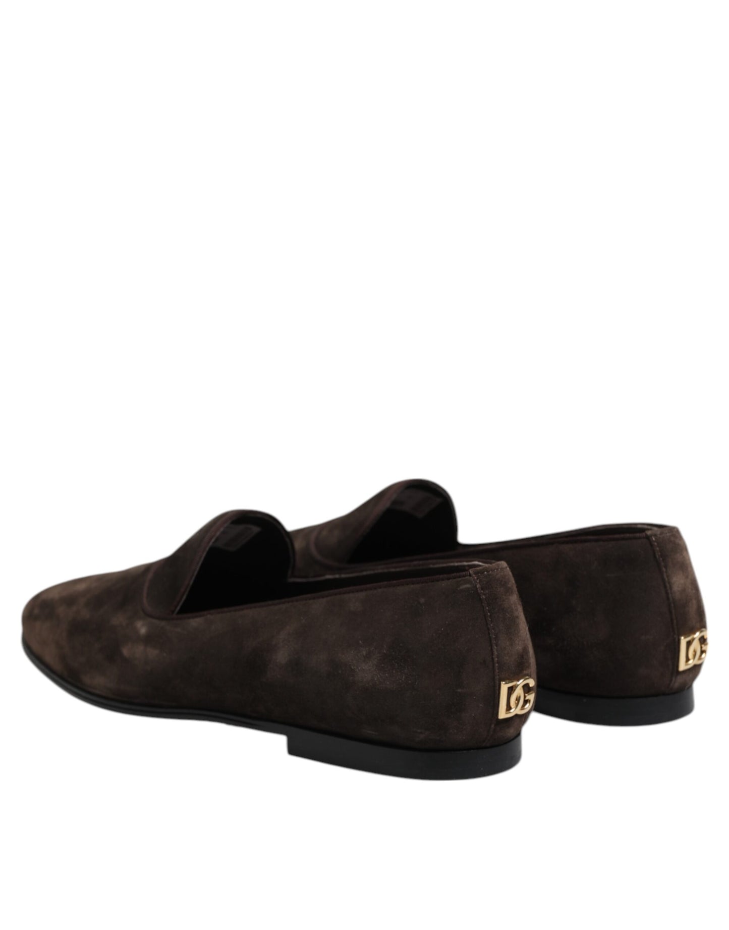 Chaussures Loafers Dolce & Gabbana en Velours Marron et Cuir à Enfiler