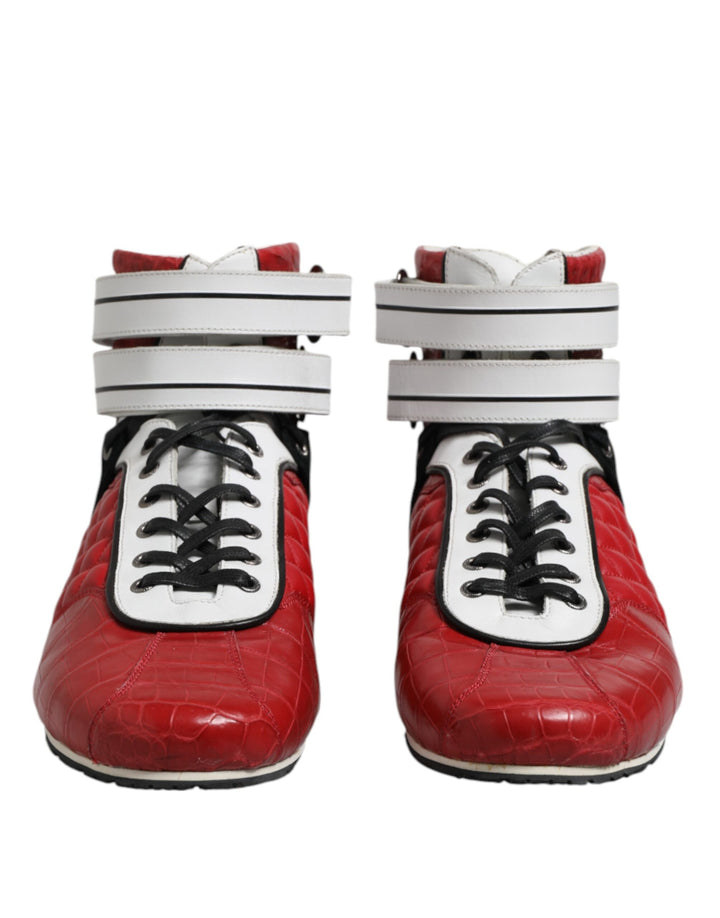 Zapatillas Dolce & Gabbana rojas acolchadas de cuero con cordones