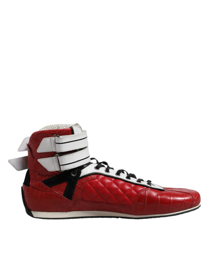Zapatillas Dolce & Gabbana rojas acolchadas de cuero con cordones