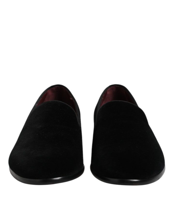 Mocasines sin cordones de terciopelo negro Dolce & Gabbana Zapatos de vestir
