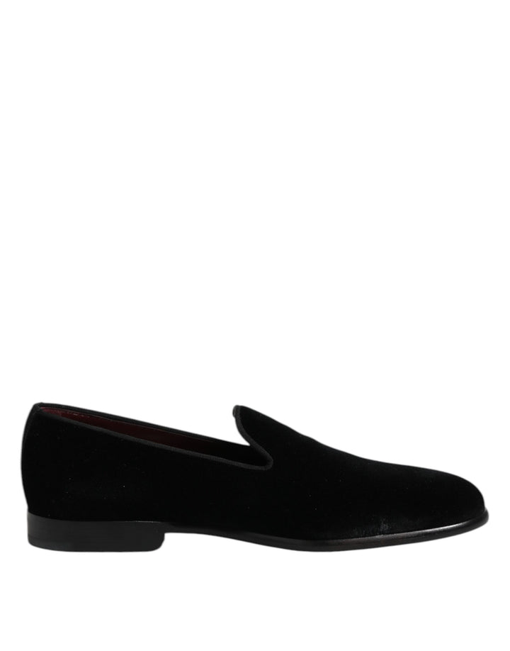 Mocasines sin cordones de terciopelo negro Dolce & Gabbana Zapatos de vestir