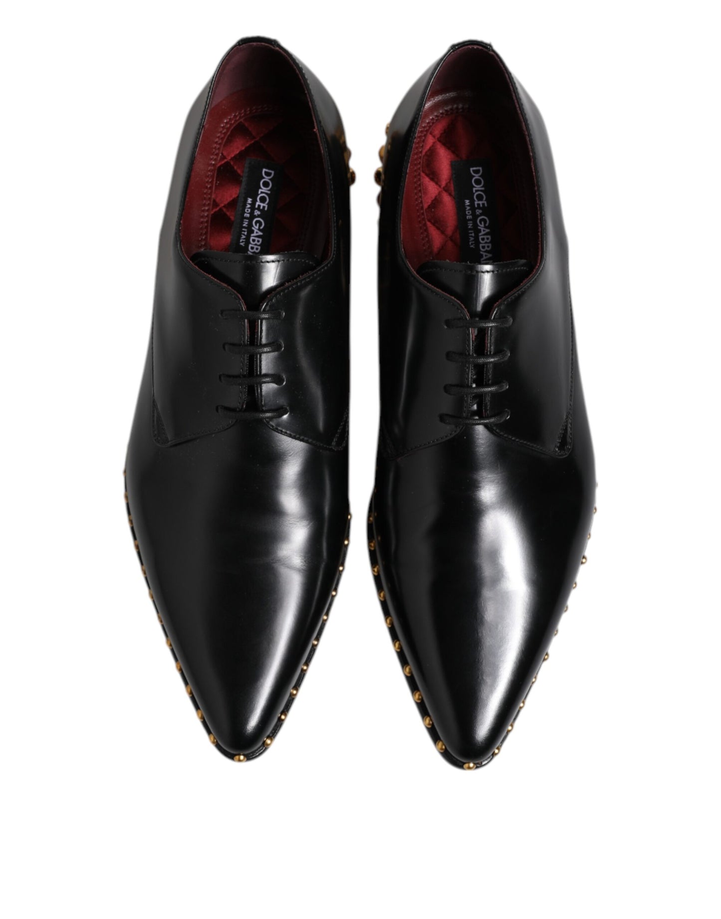 Zapatos de vestir tipo derby de cuero negro con tachuelas para hombre Dolce & Gabbana