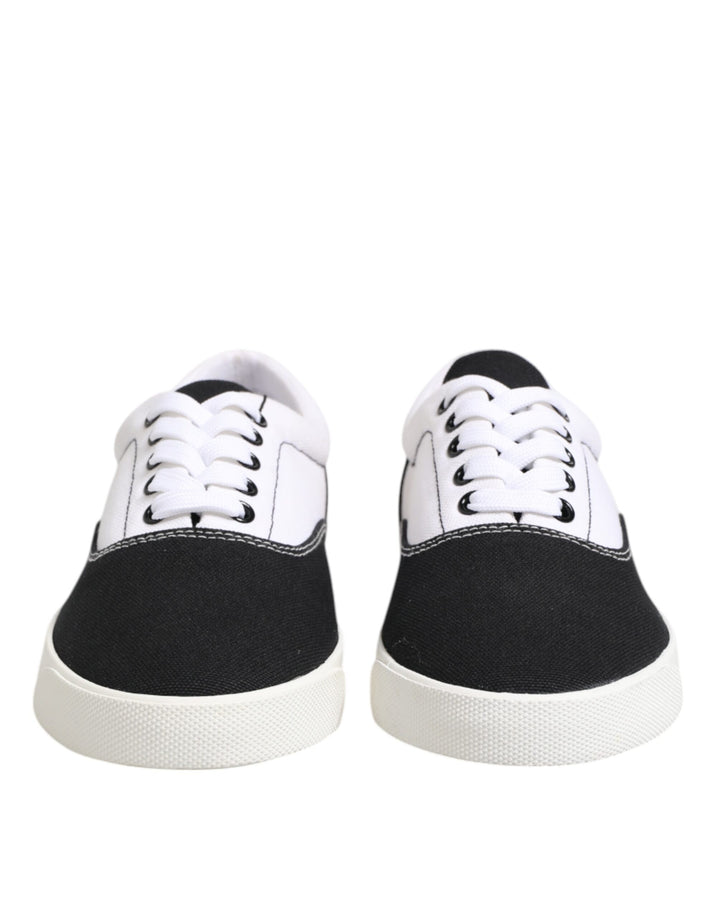 Zapatillas para hombre con cordones de lona de algodón negras Dolce & Gabbana