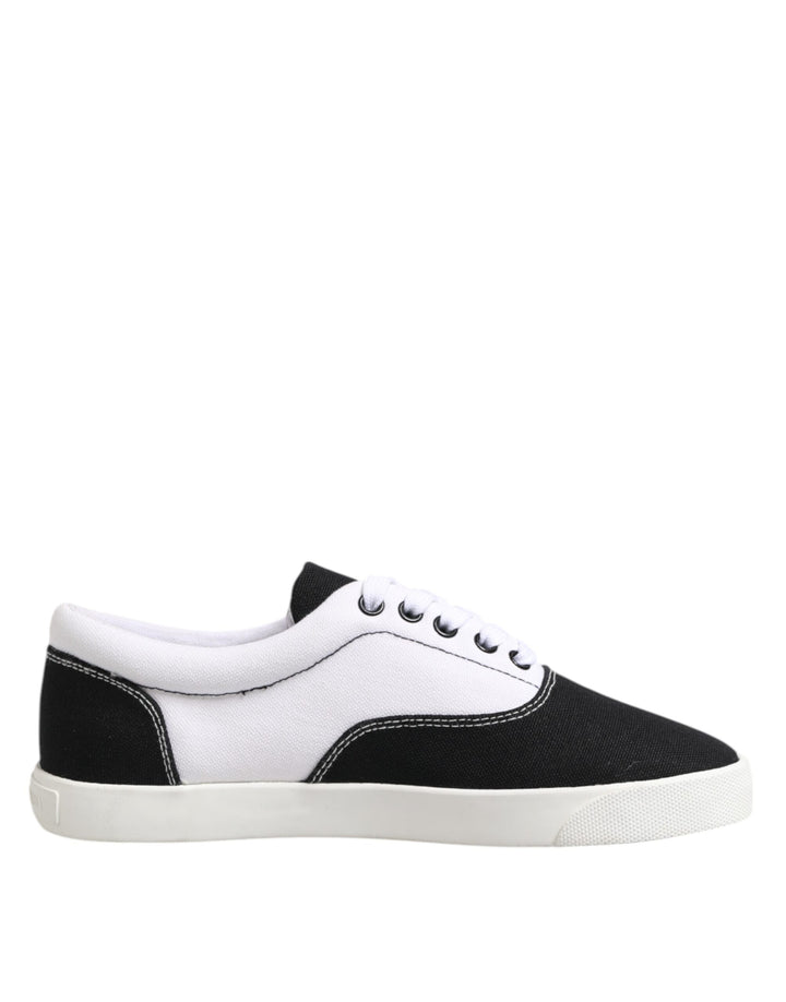 Zapatillas para hombre con cordones de lona de algodón negras Dolce & Gabbana