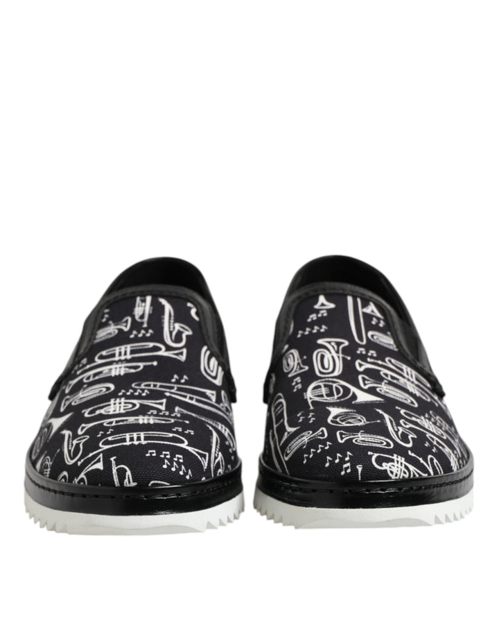 Zapatos Mocasines Estampados Negros sin Cordones para Hombre Dolce & Gabbana