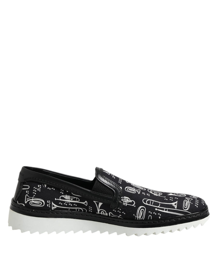 Zapatos Mocasines Estampados Negros sin Cordones para Hombre Dolce & Gabbana