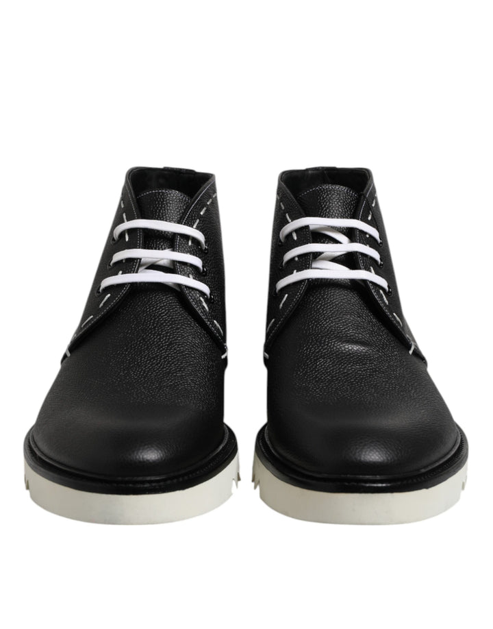 Dolce & Gabbana Bottines en cuir noir et blanc