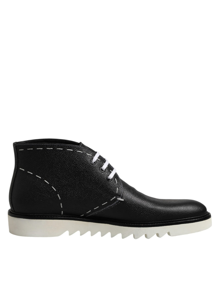 Dolce & Gabbana Bottines en cuir noir et blanc