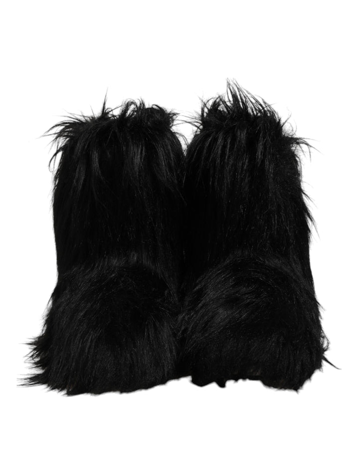 Bottes mi-mollet Dolce & Gabbana en fausse fourrure noire