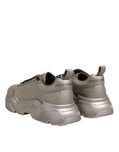Dolce & Gabbana Silver DAYMASTER Leather Men Sneakers Shoes