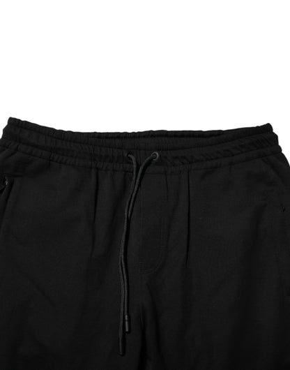 Dolce & Gabbana Black Cotton Men Jogger Sweatpants Pants