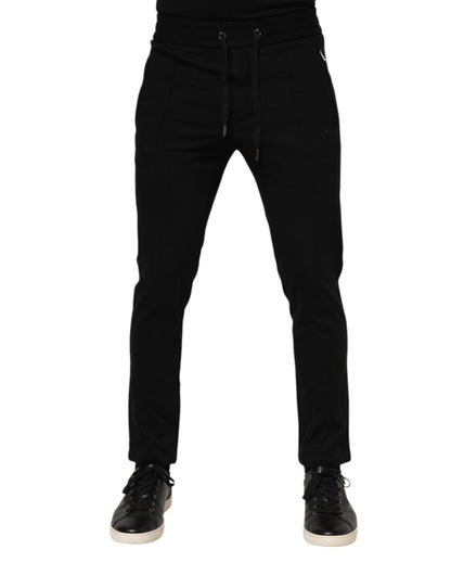 Pantalon de jogging pour homme Dolce & Gabbana en viscose noire avec cordon de serrage
