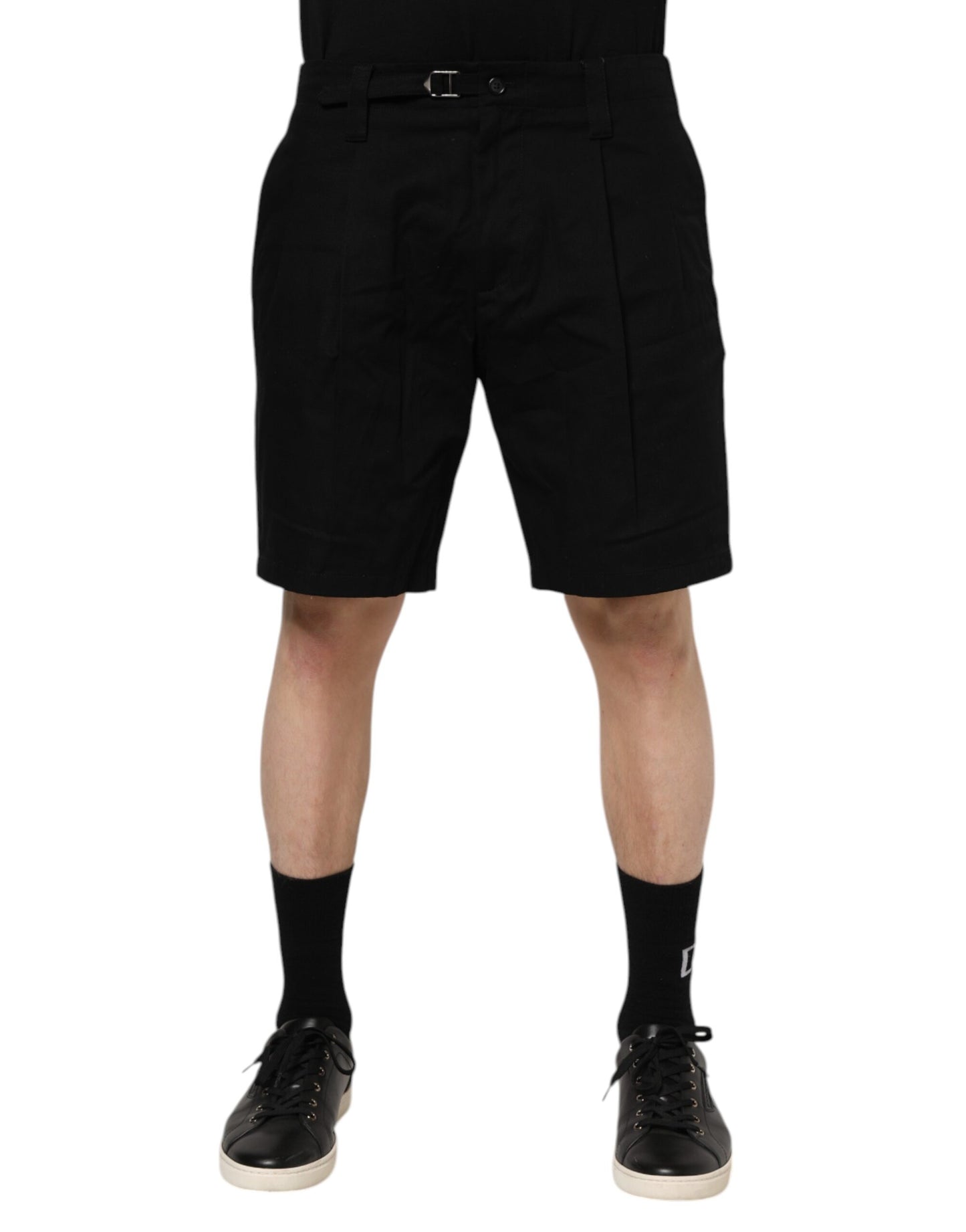 Shorts Bermudas Homme Dolce & Gabbana en Coton Noir Longueur Genou