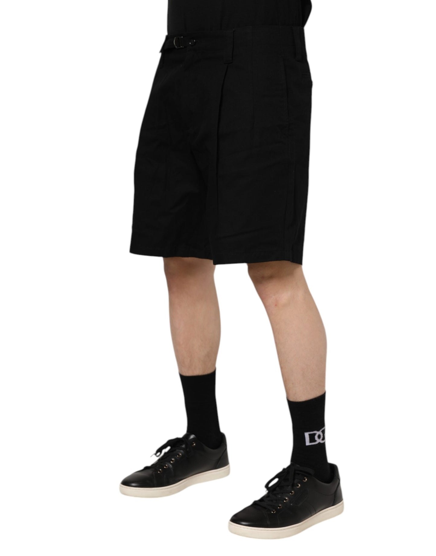 Shorts Bermudas Homme Dolce & Gabbana en Coton Noir Longueur Genou