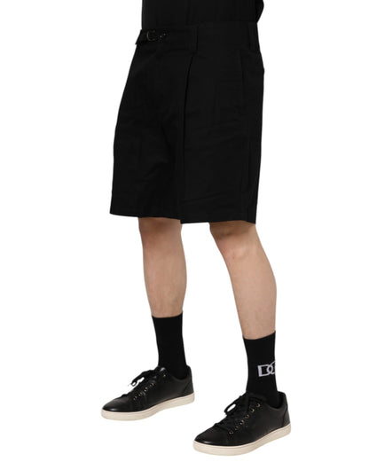 Shorts Bermudas Homme Dolce & Gabbana en Coton Noir Longueur Genou