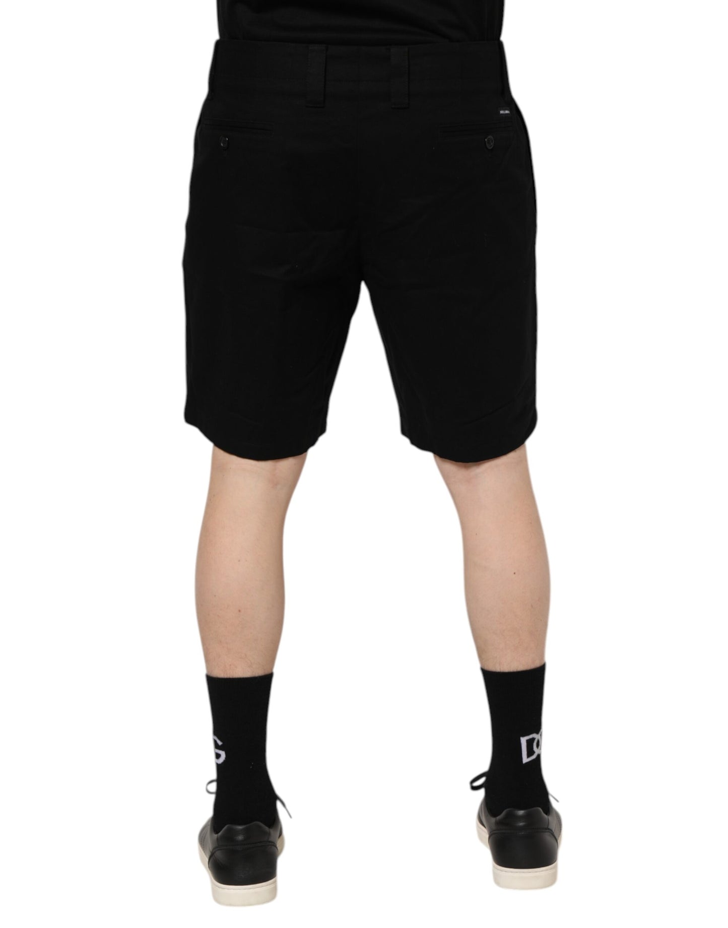 Shorts Bermudas Homme Dolce & Gabbana en Coton Noir Longueur Genou