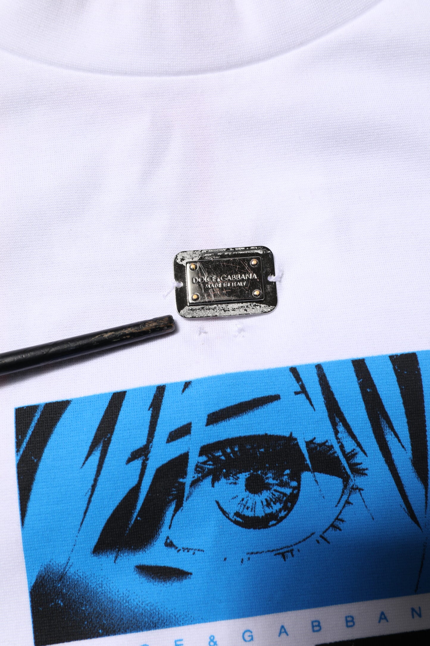T-shirt Dolce & Gabbana en coton blanc à col ras du cou avec imprimé graphique