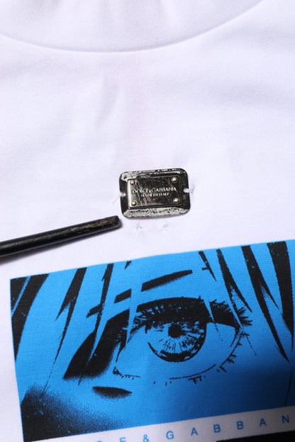 T-shirt Dolce & Gabbana en coton blanc à col ras du cou avec imprimé graphique