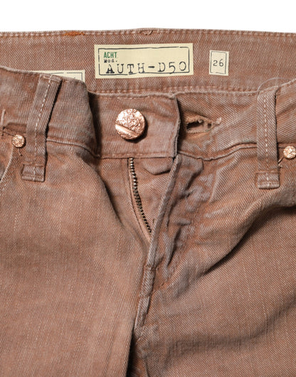 Acht Brown Cotton Slim Fit Denim Low Waist Jeans
