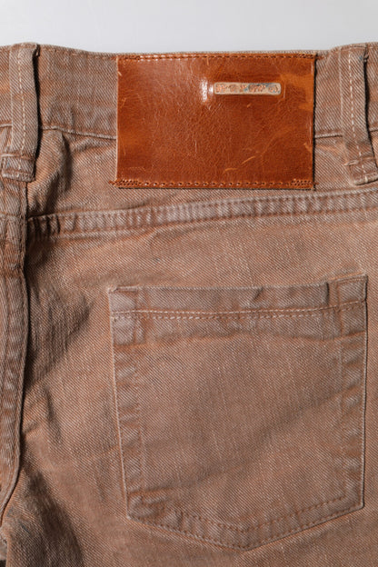 Acht Brown Cotton Slim Fit Denim Low Waist Jeans