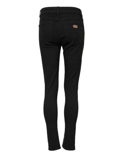 Dolce & Gabbana Jean Slim en Denim Noir Extensible de Coton