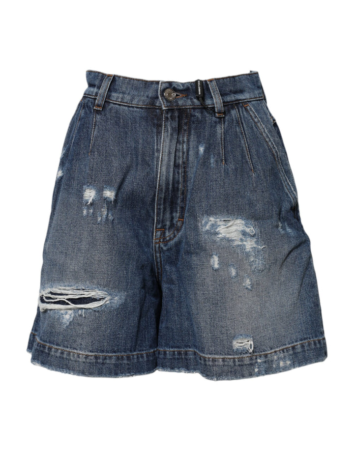 Pantalones cortos bermudas de algodón vaquero desgastado azules de Dolce & Gabbana