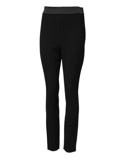 Pantalones leggings elásticos de lana negra de Dolce & Gabbana