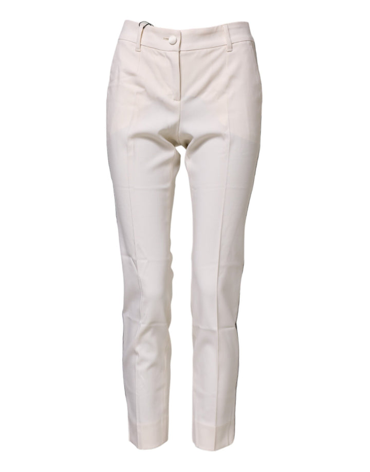 Pantalones Dolce & Gabbana de lana blanca de talle alto y corte pitillo
