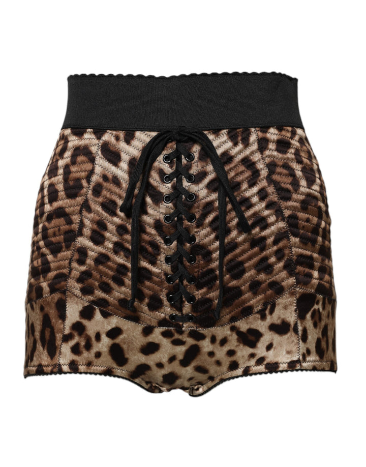 Pantalones cortos de tiro alto con estampado de leopardo Dolce & Gabbana