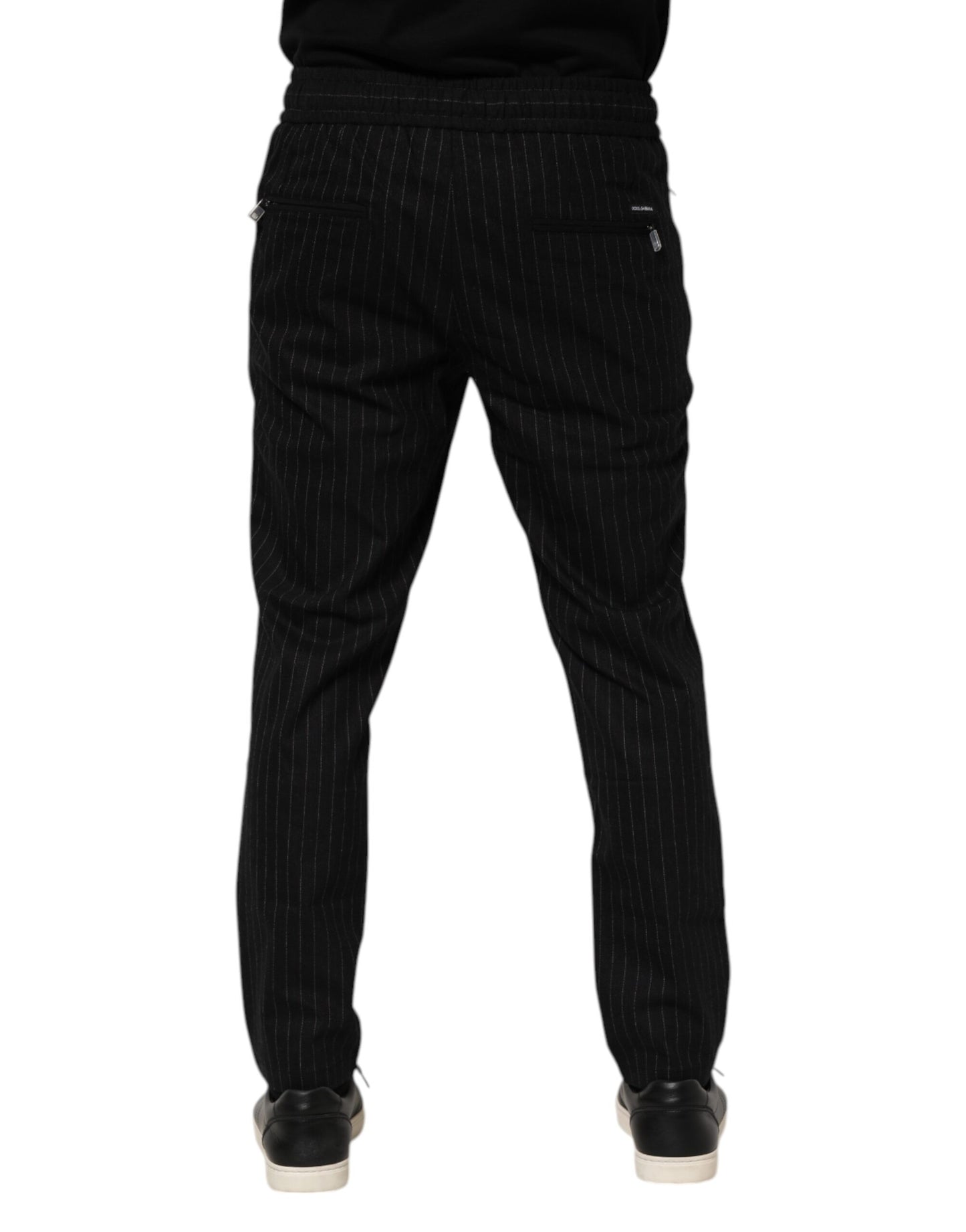 Pantalones jogger de lana a rayas negros para hombre de Dolce & Gabbana