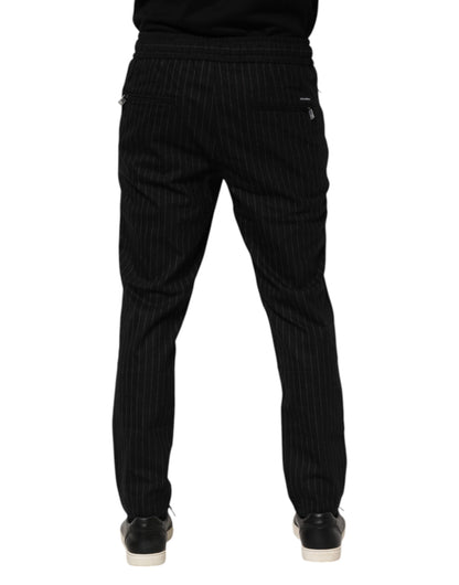 Pantalones jogger de lana a rayas negros para hombre de Dolce & Gabbana