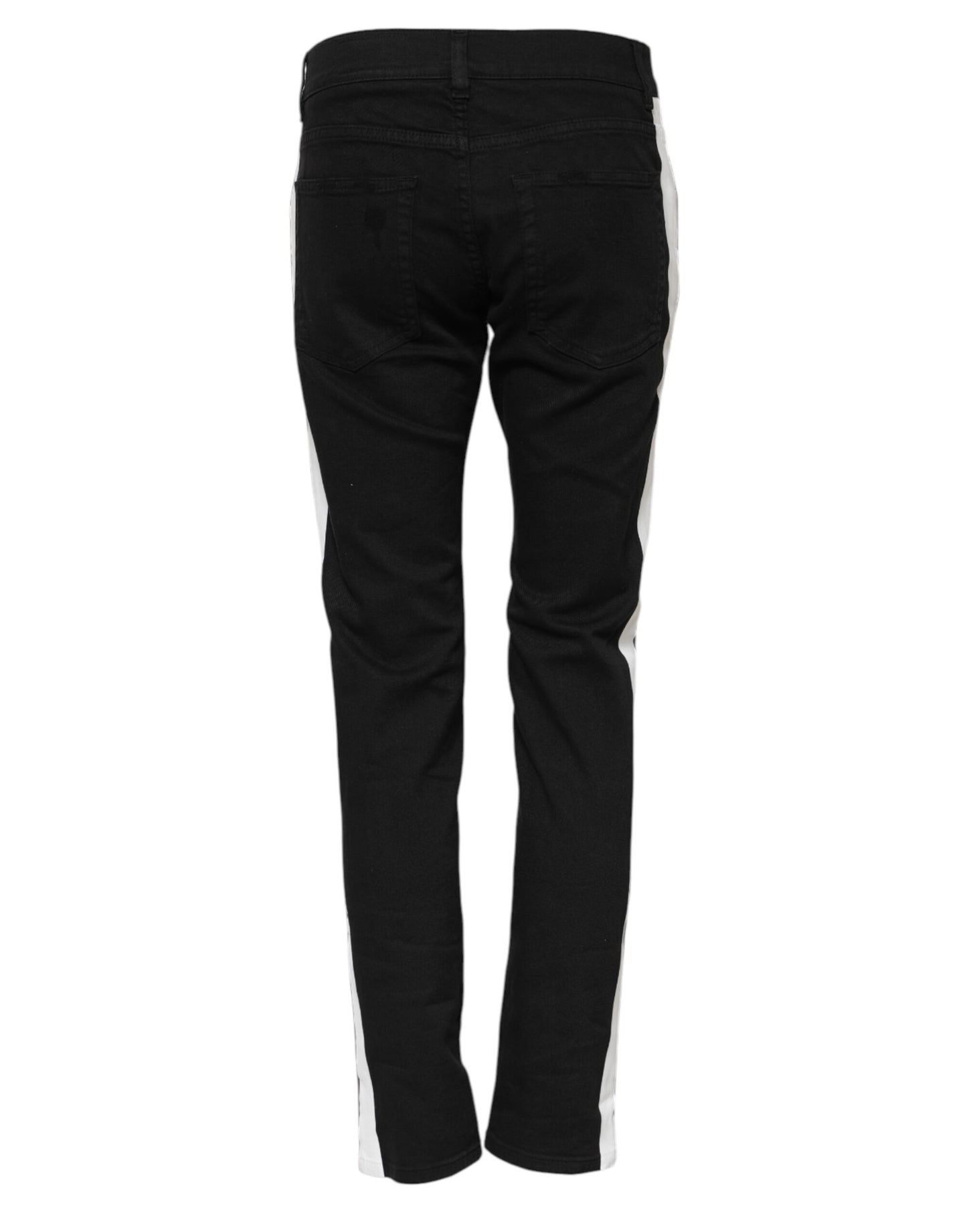 Jeans vaqueros ajustados Dolce & Gabbana negros con forro blanco deshilachado