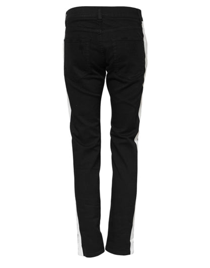 Jeans vaqueros ajustados Dolce & Gabbana negros con forro blanco deshilachado