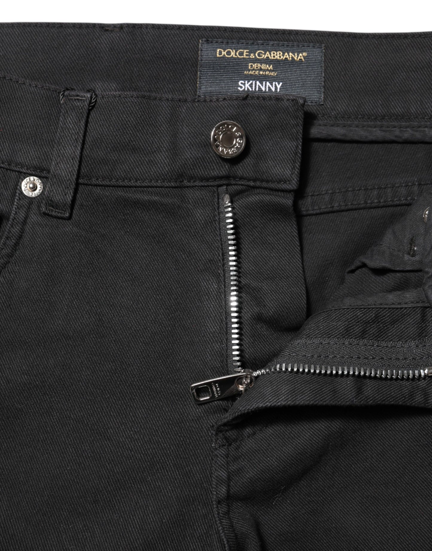 Jeans vaqueros ajustados Dolce & Gabbana negros con forro blanco deshilachado
