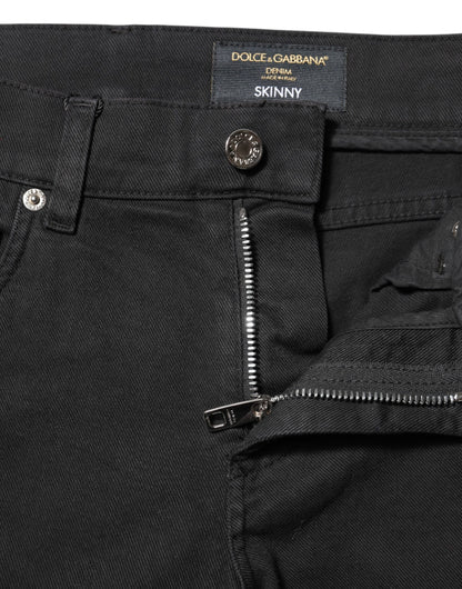 Jeans vaqueros ajustados Dolce & Gabbana negros con forro blanco deshilachado