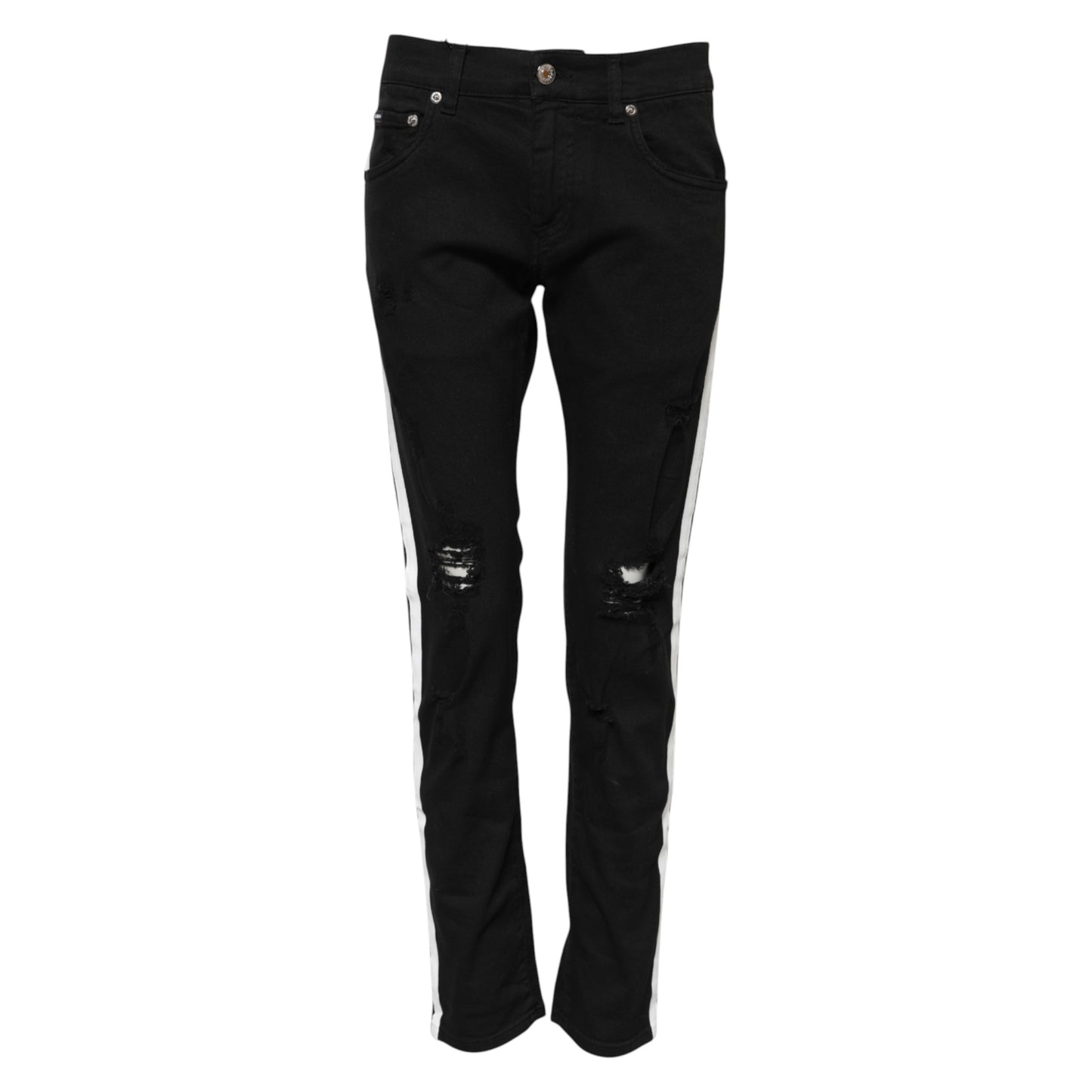 Jeans vaqueros ajustados Dolce & Gabbana negros con forro blanco deshilachado