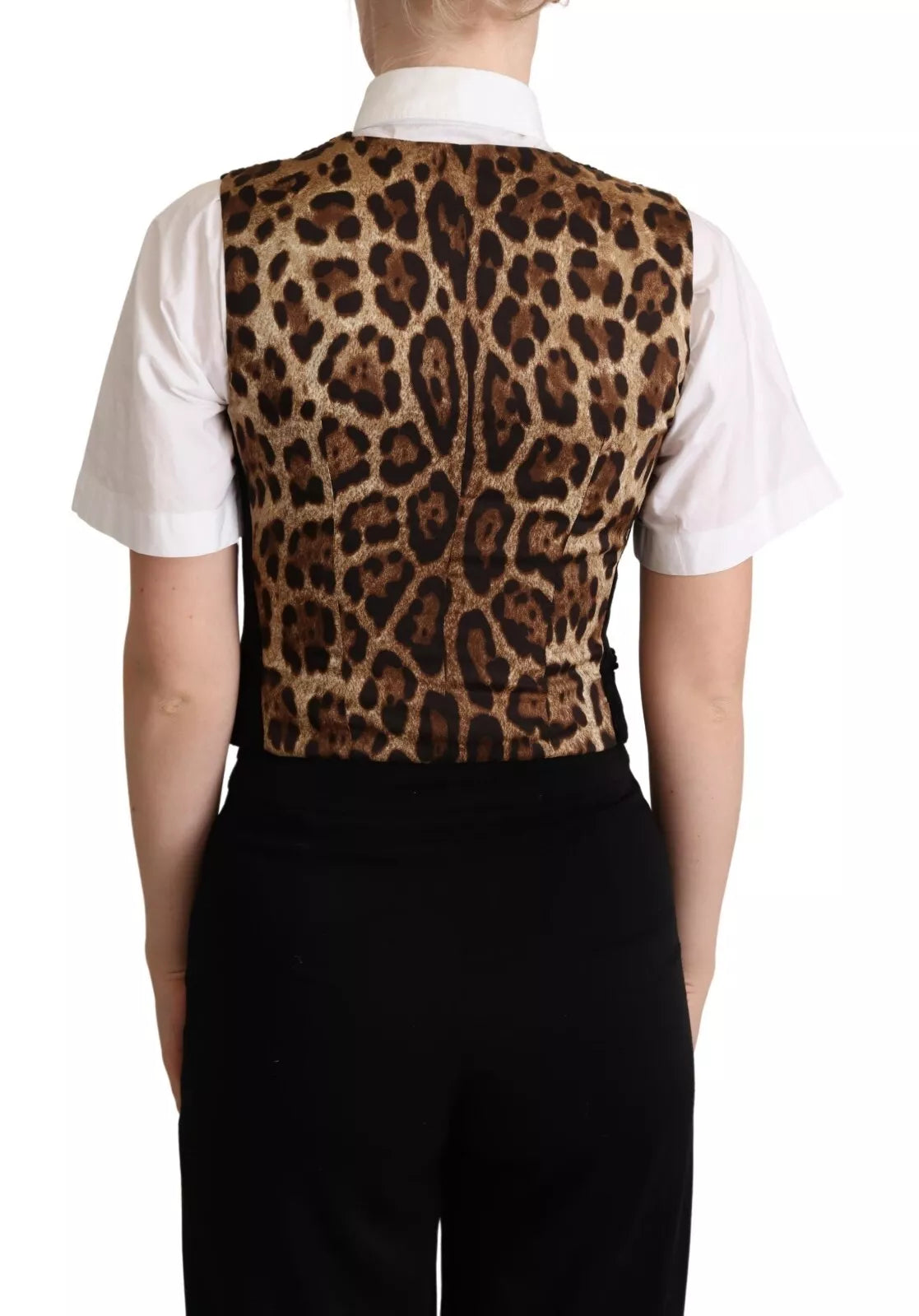 Gilet Dolce & Gabbana motif léopard noir et marron