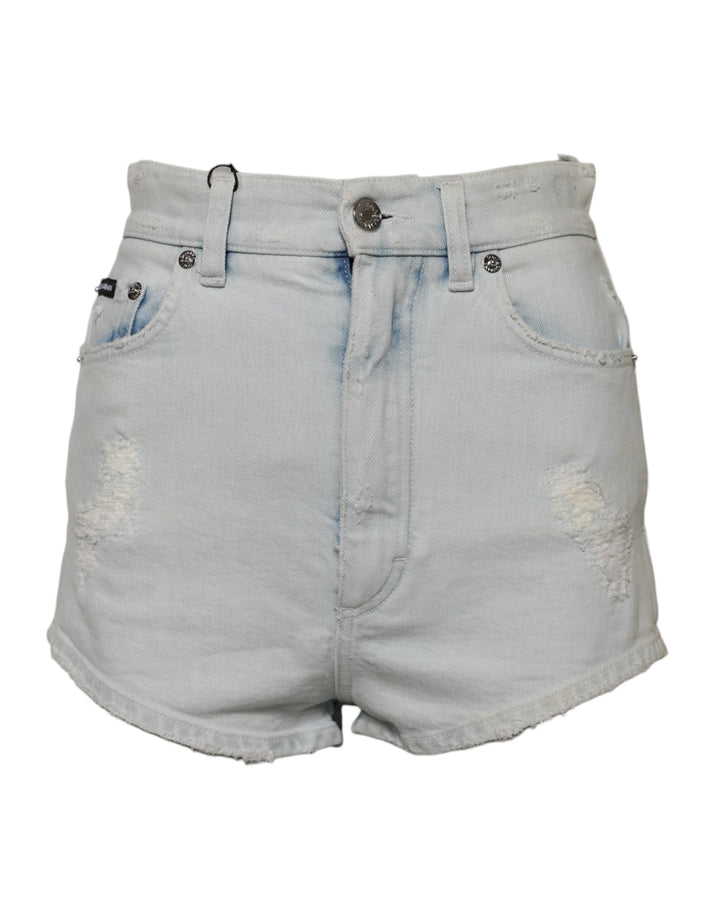 Dolce & Gabbana Light Blue Shorts de Mezclilla de Algodón Lavado