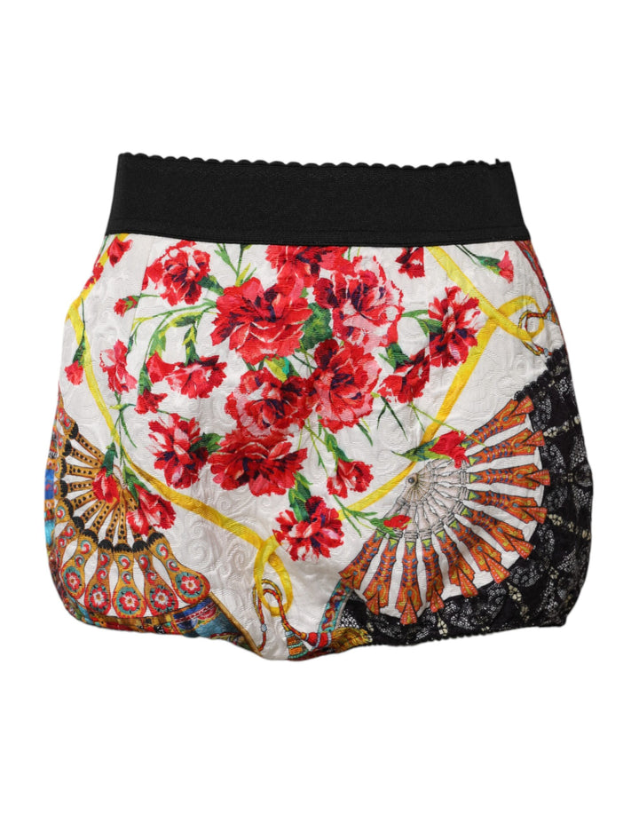 Dolce & Gabbana Shorts Súper Cortos de Tiro Alto con Estampado Floral Multicolor