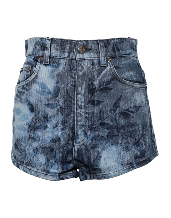 Dolce & Gabbana Pantalones cortos vaqueros de algodón con estampado floral azul