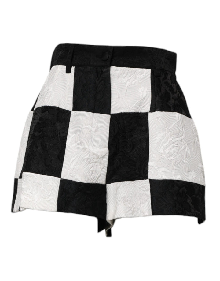 Dolce & Gabbana Shorts de Brocado Floral en Blanco y Negro