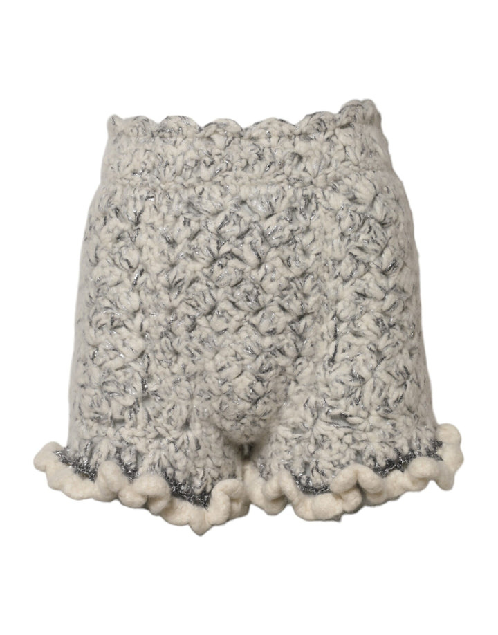 Pantalones Cortos con Volantes de Cachemir de Punto Bouclé Metálico Dolce & Gabbana