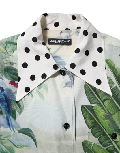 Camisa con cuello de seda estampada multicolor Dolce & Gabbana