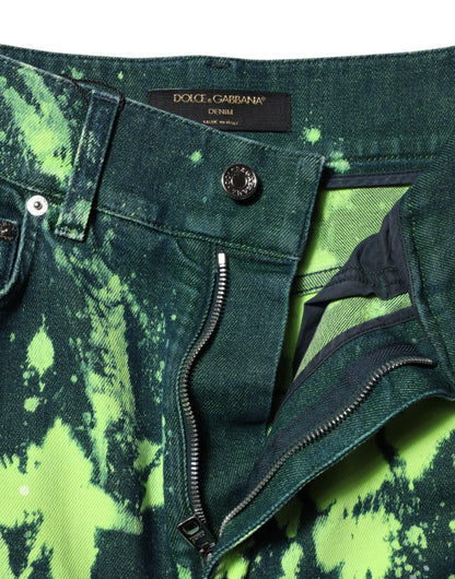 Dolce & Gabbana Green Color Splash High Waist Denim Jeans